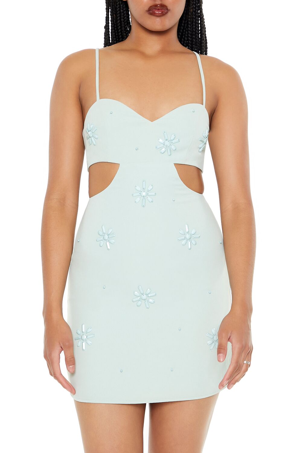 Forever 21 Flower Cutout Mini Dress - sage-swatch - Bonton