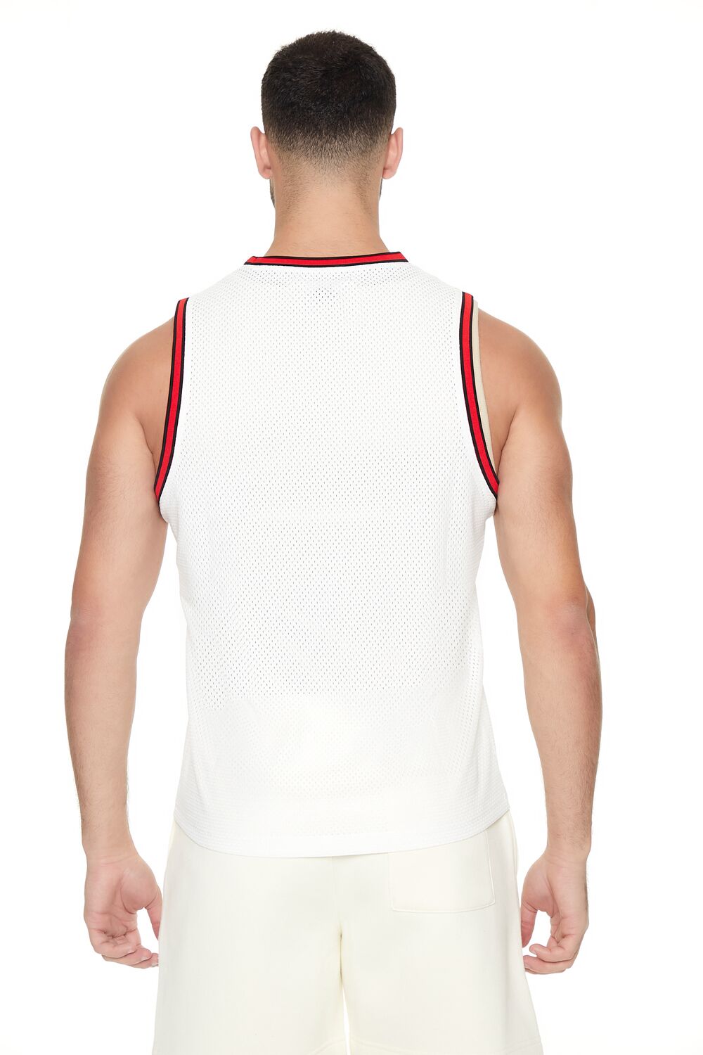  Forever 21 Mesh Embroidered 84 Basketball Jersey - white multi - Bonton