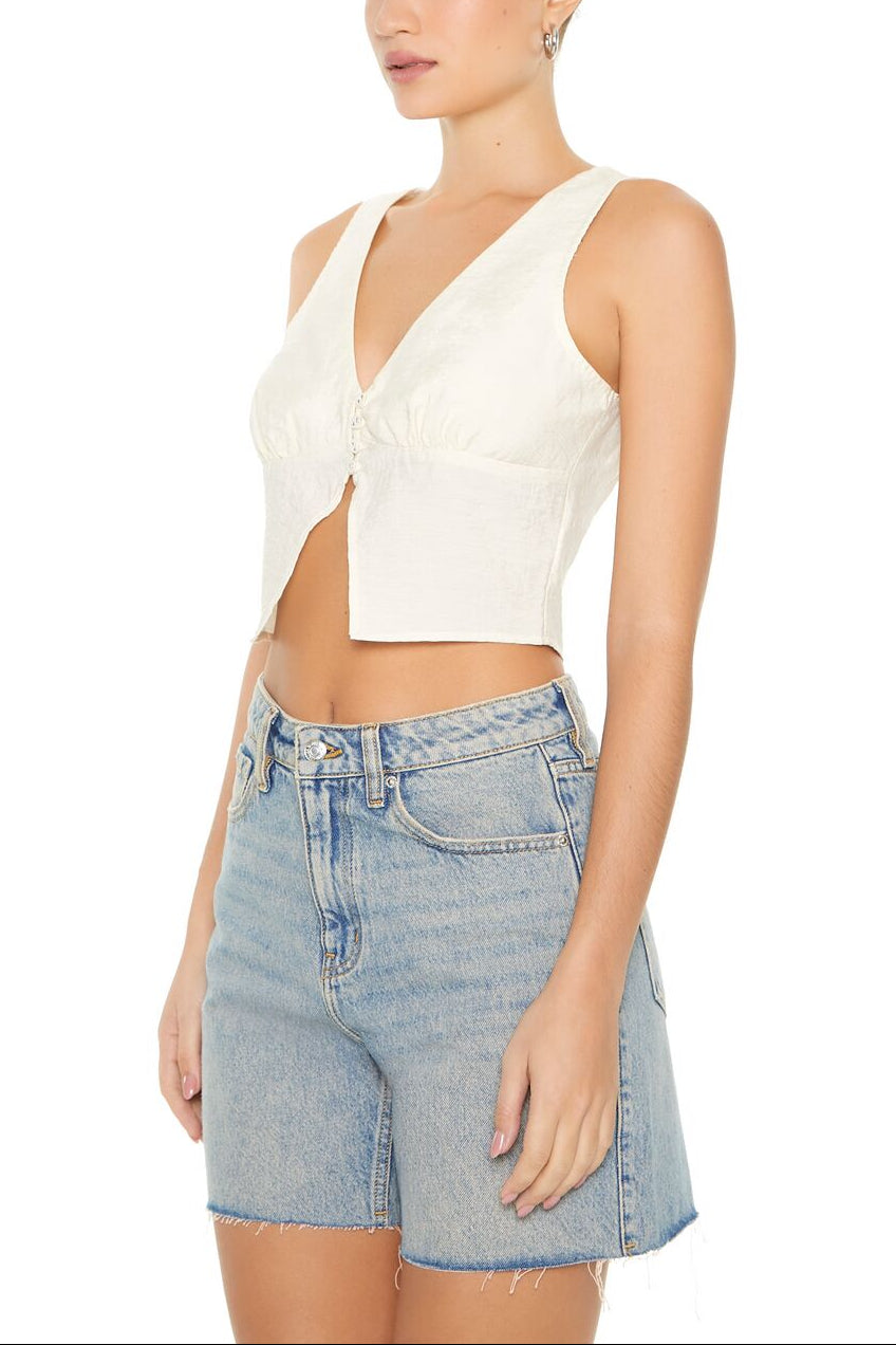  Forever 21 Plunging Split-Hem Crop Top - hot pink - Bonton