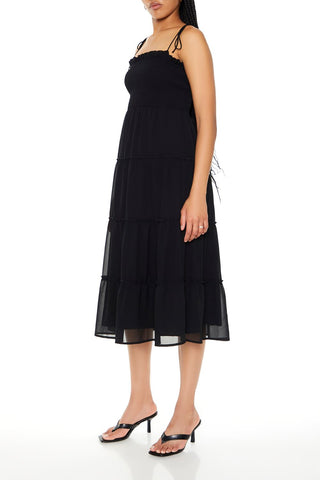 Tiered Self-Tie Cami Midi Dress