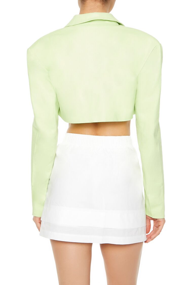  Forever 21 Cropped Peak Lapel Boxy Blazer - pale-green - Bonton