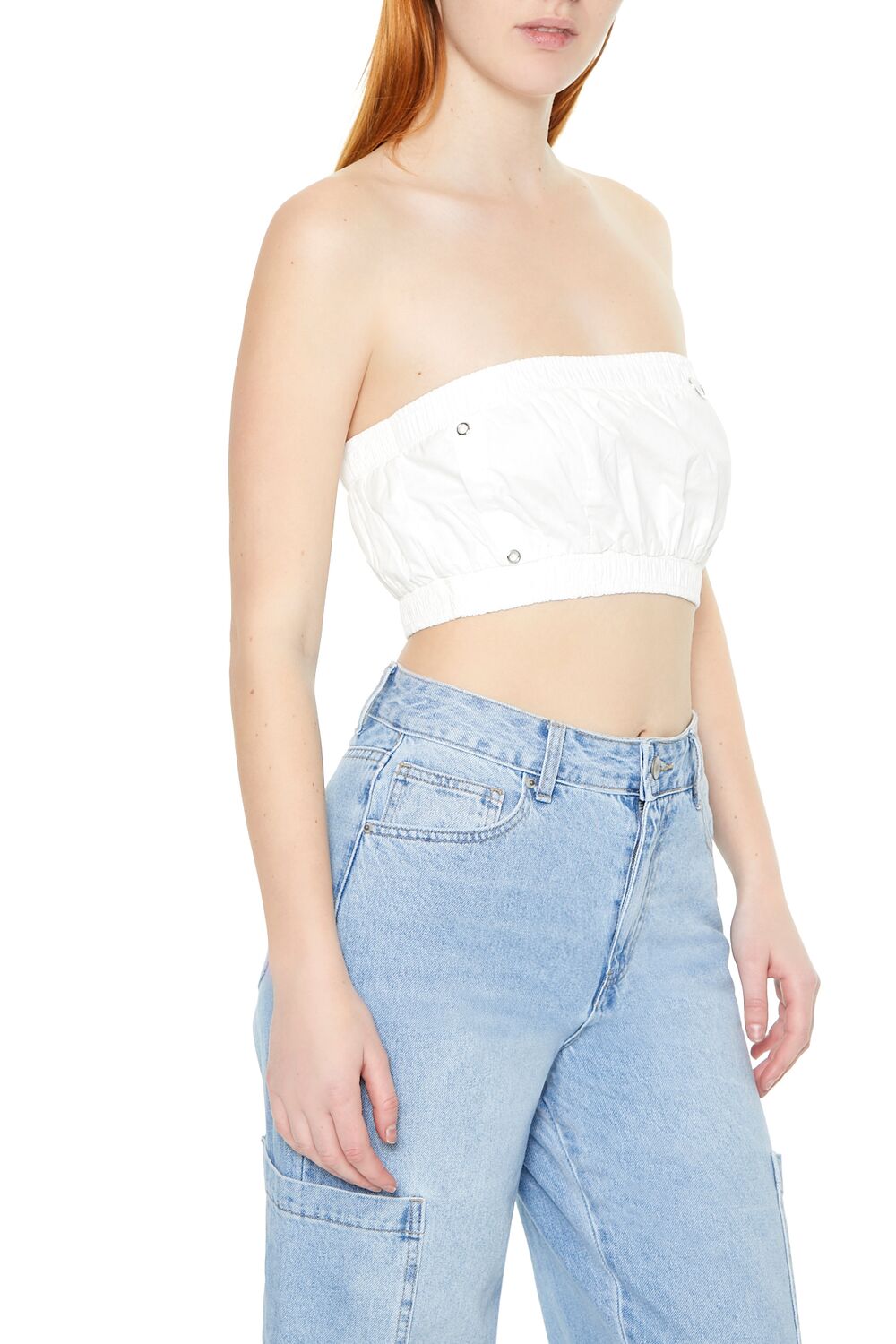  Forever 21 D-Ring Grommet Bandeau - white - Bonton