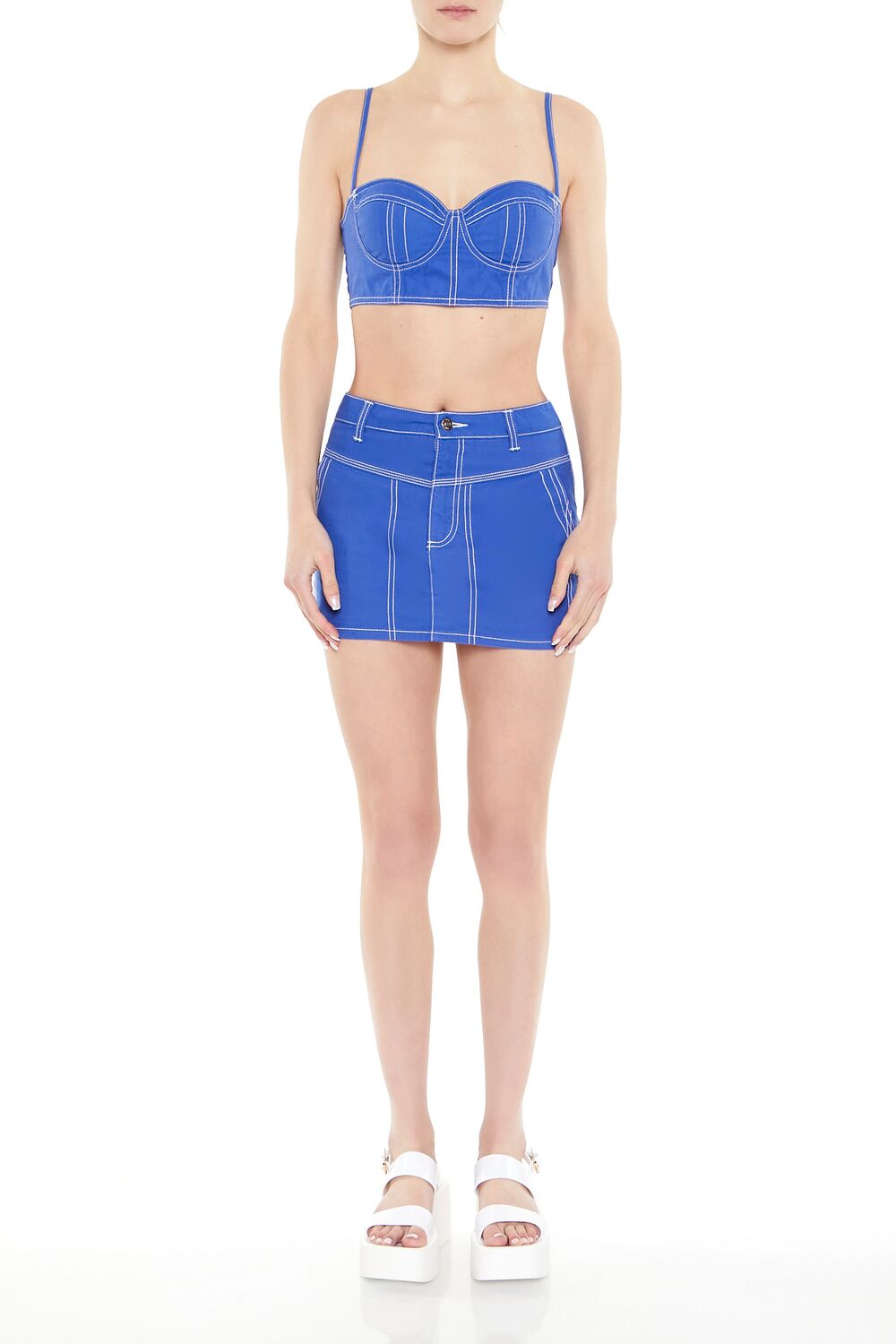  Forever 21 Sweetheart Cropped Cami - cobalt - Bonton