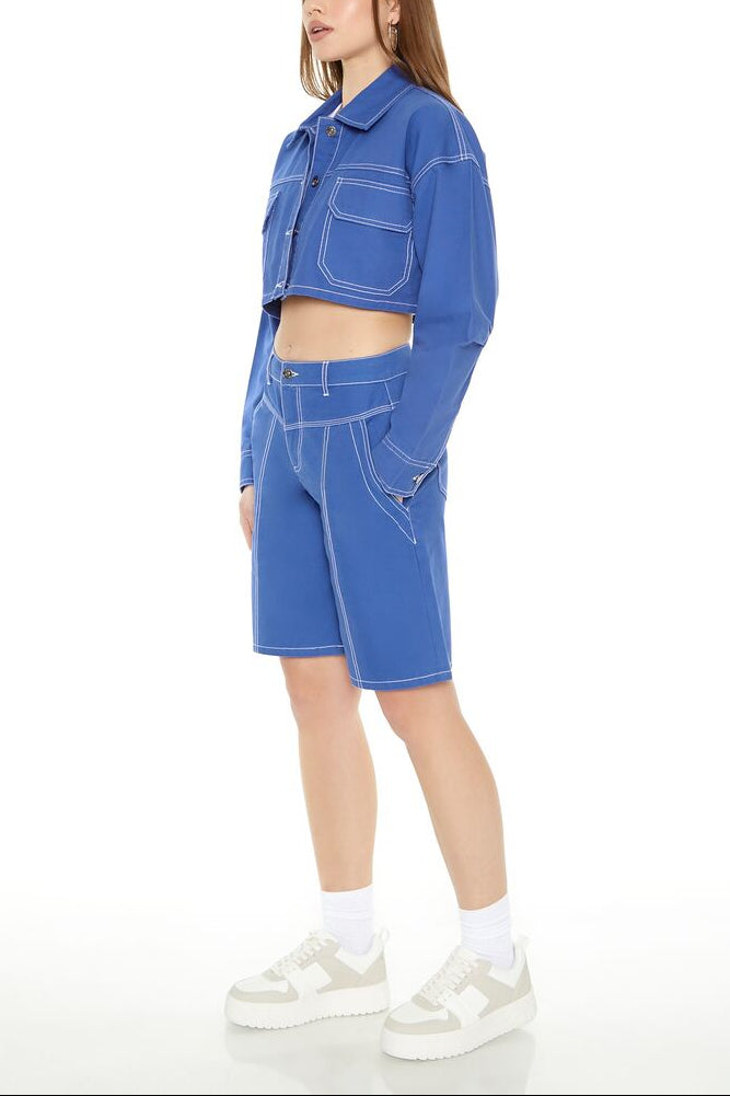  Forever 21 Bermuda Twill Shorts - cobalt - Bonton