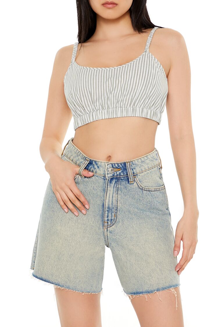  Forever 21 Pinstriped Cropped Cami - green white - Bonton