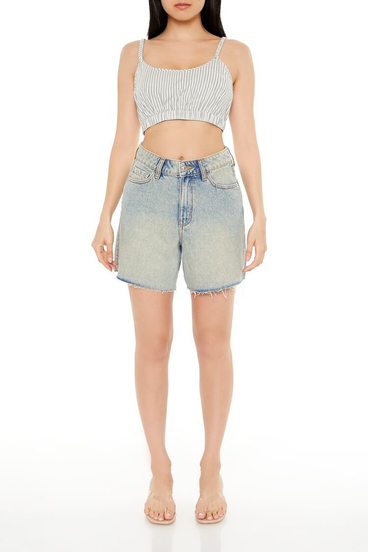  Forever 21 Pinstriped Cropped Cami - green white - Bonton