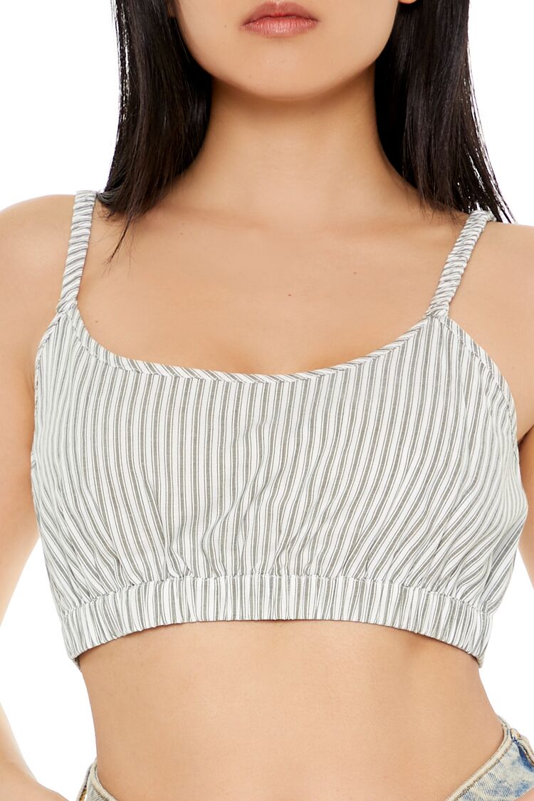  Forever 21 Pinstriped Cropped Cami - green white - Bonton
