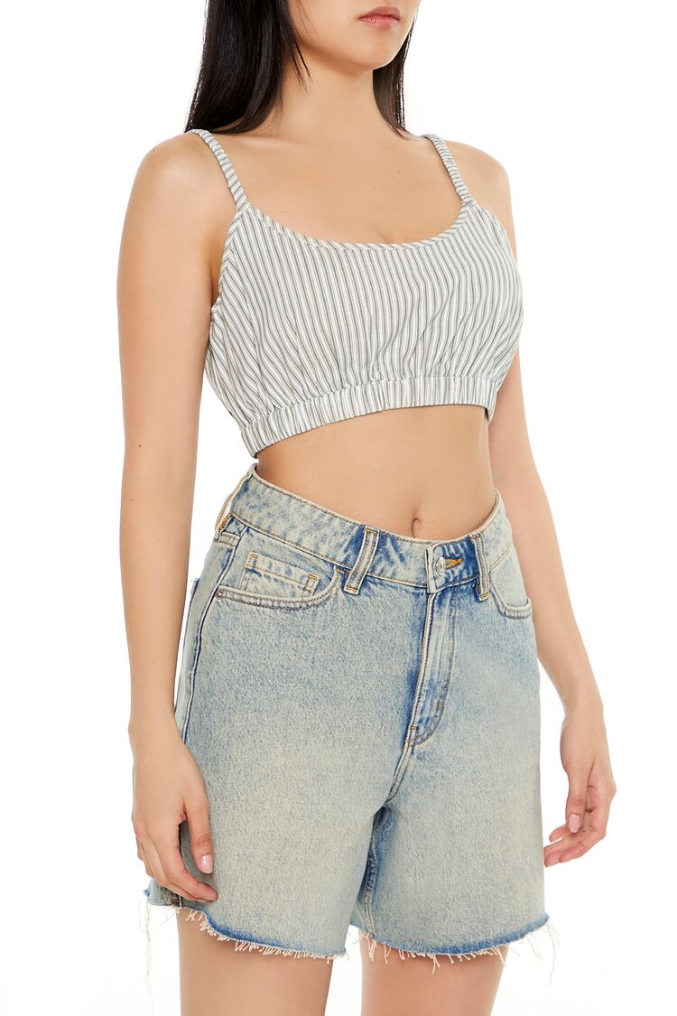  Forever 21 Pinstriped Cropped Cami - green white - Bonton