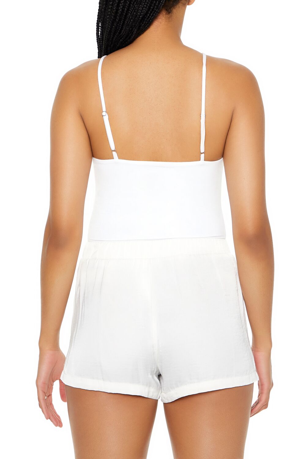  Forever 21 Rosette Cutout Bodysuit - white multi - Bonton