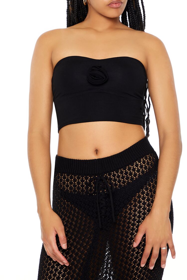  Forever 21 Cropped Sweetheart Tube Top - black - Bonton