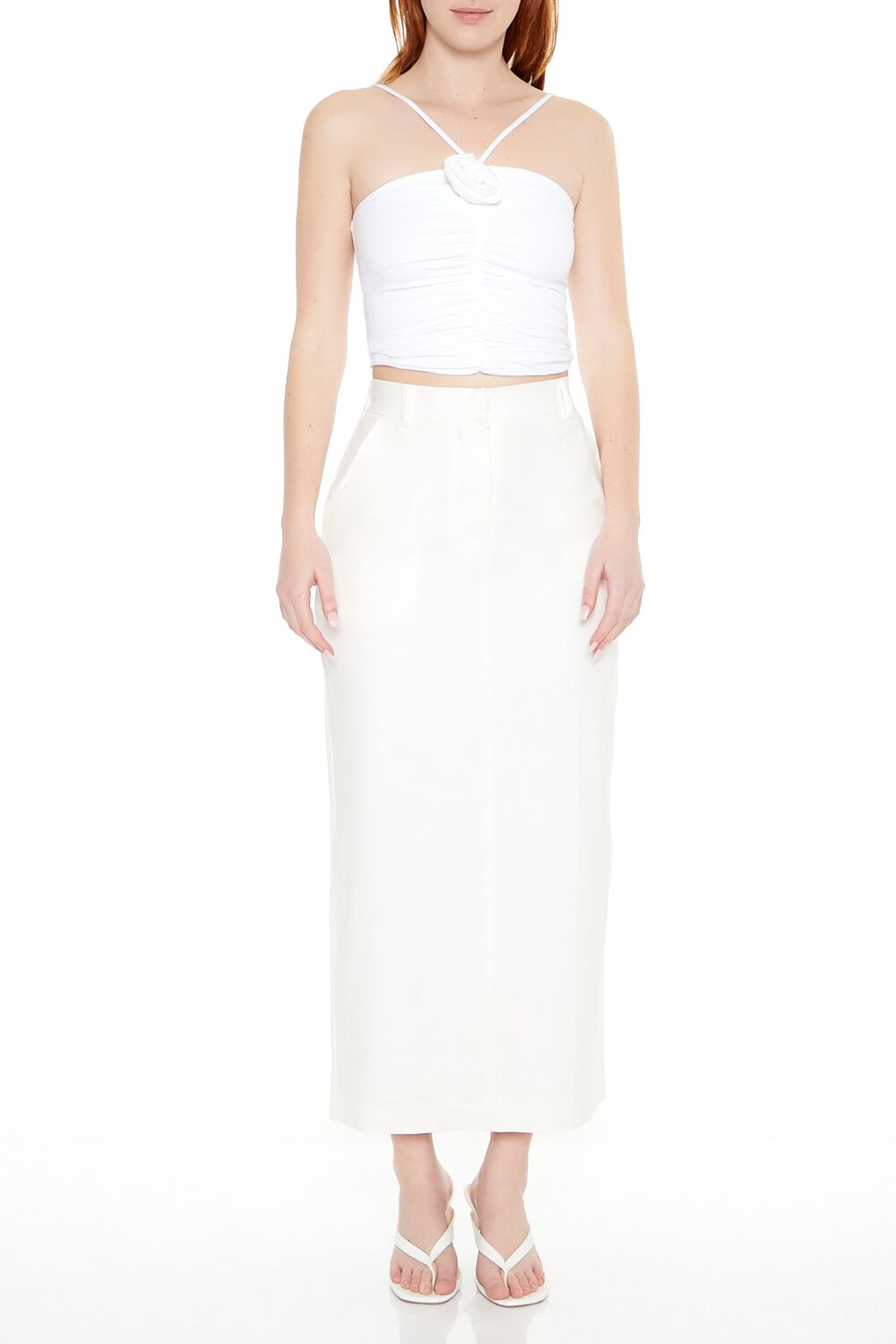  Forever 21 Cropped Rosette Cami - white - Bonton