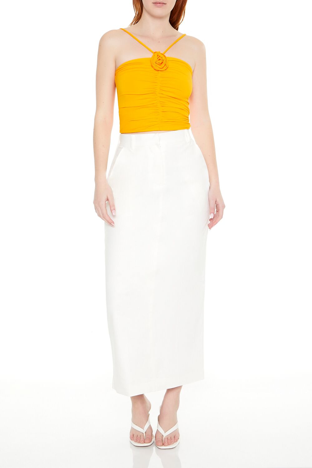  Forever 21 Cropped Rosette Cami - white - Bonton