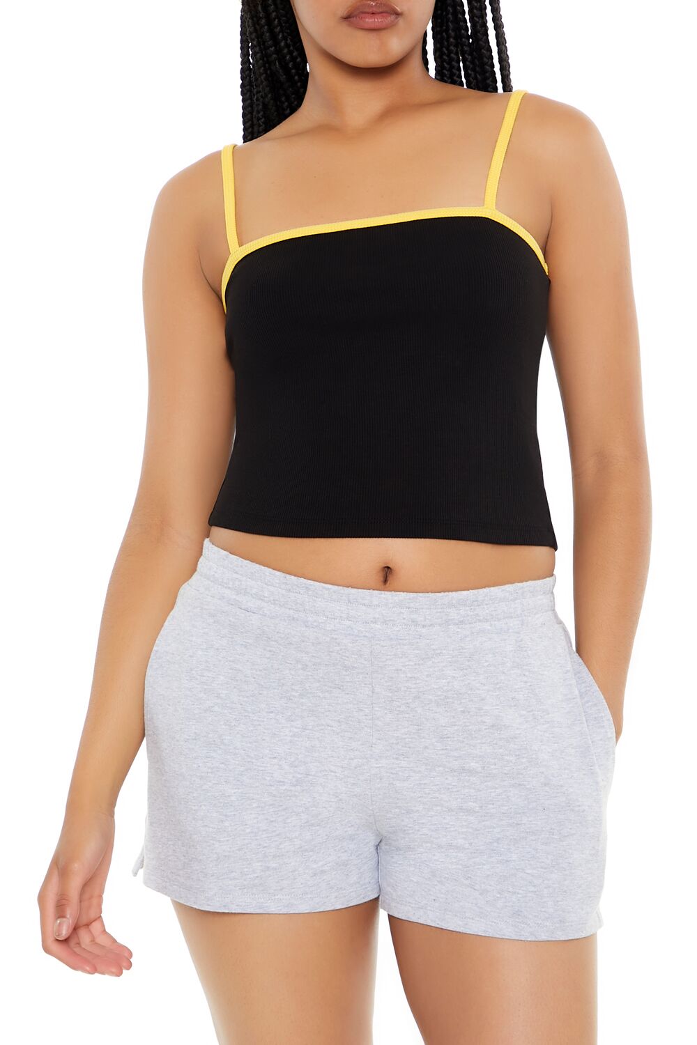  Forever 21 Cropped Ringer Cami - black yellow - Bonton