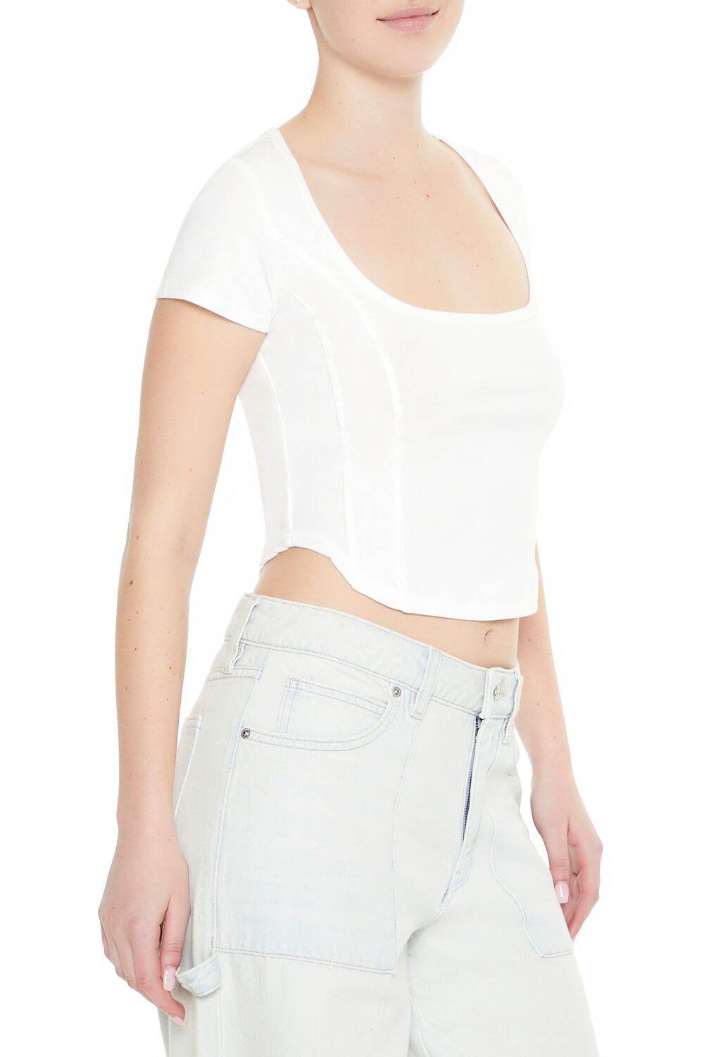  Forever 21 Mineral Wash Cropped Tee - black - Bonton