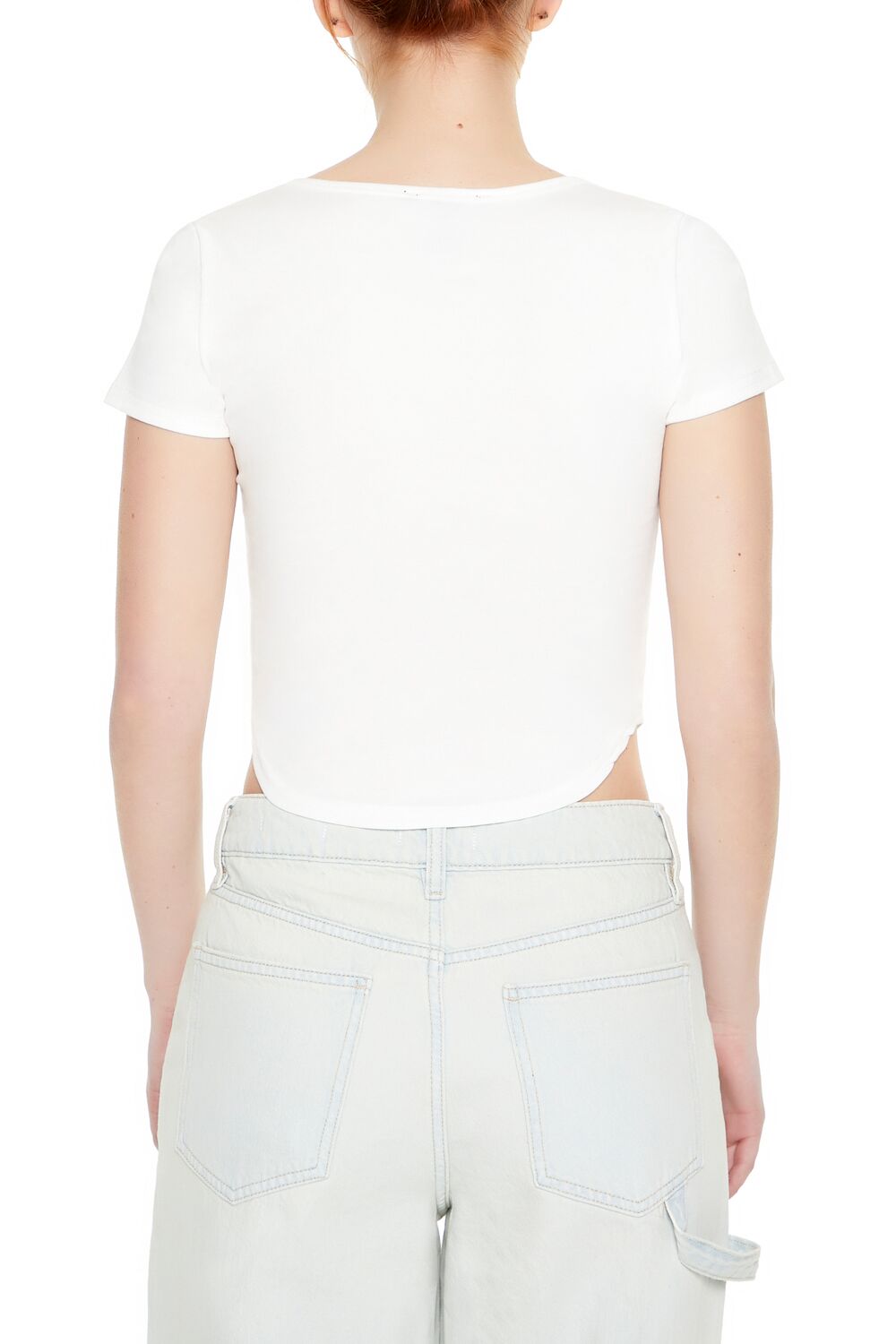  Forever 21 Mineral Wash Cropped Tee - black - Bonton