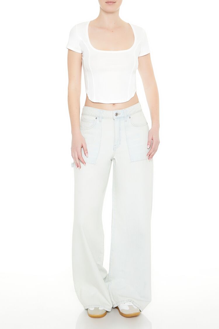  Forever 21 Mineral Wash Cropped Tee - black - Bonton