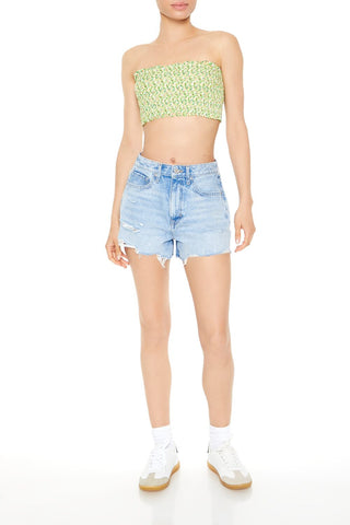 Cropped Floral Print Tube Top