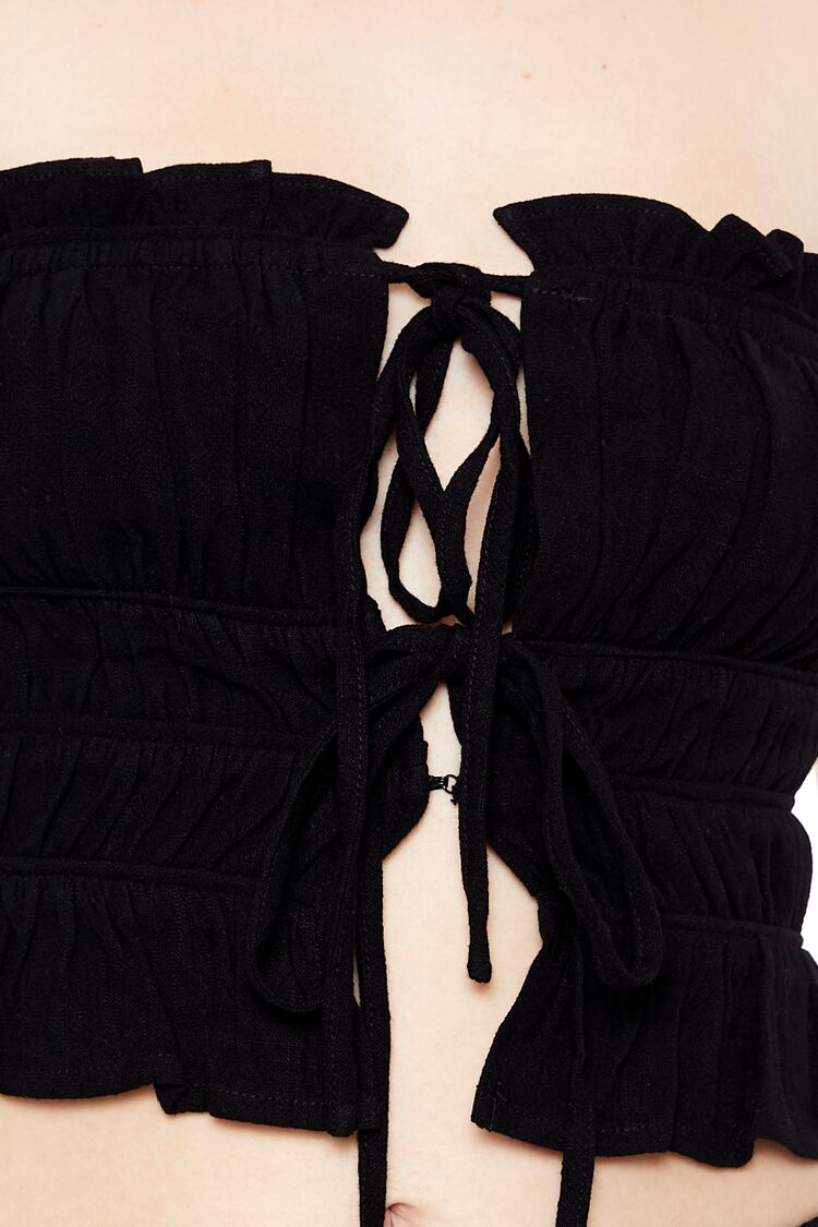  Forever 21 Tiered Ruffle-Trim Tube Top - black - Bonton