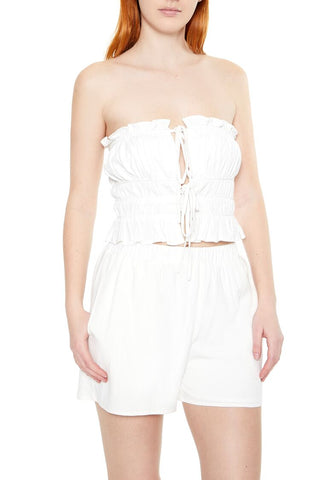 Tiered Ruffle-Trim Tube Top