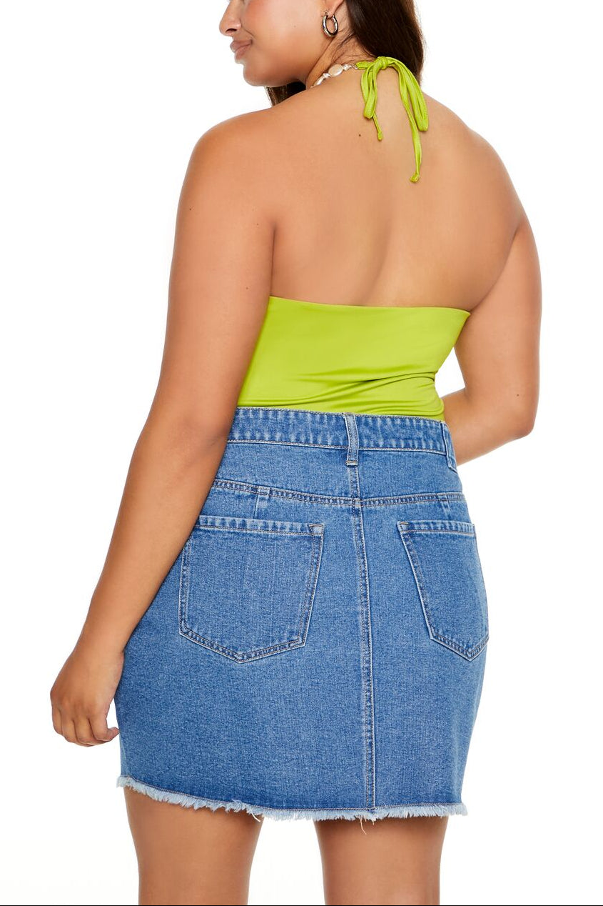  Forever 21 Plus Size Faux Pearl Halter Bodysuit - black - Bonton