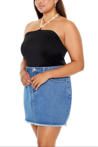 Plus Size Faux Pearl Halter Bodysuit