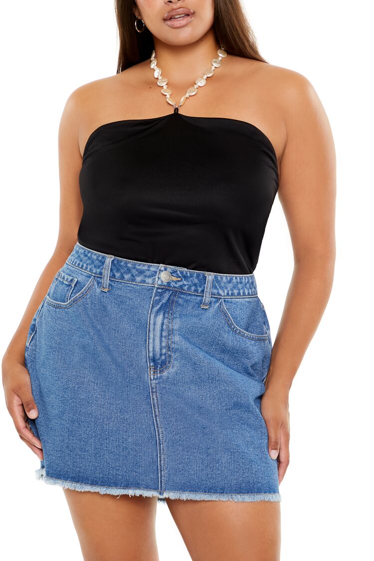  Forever 21 Plus Size Faux Pearl Halter Bodysuit - black - Bonton