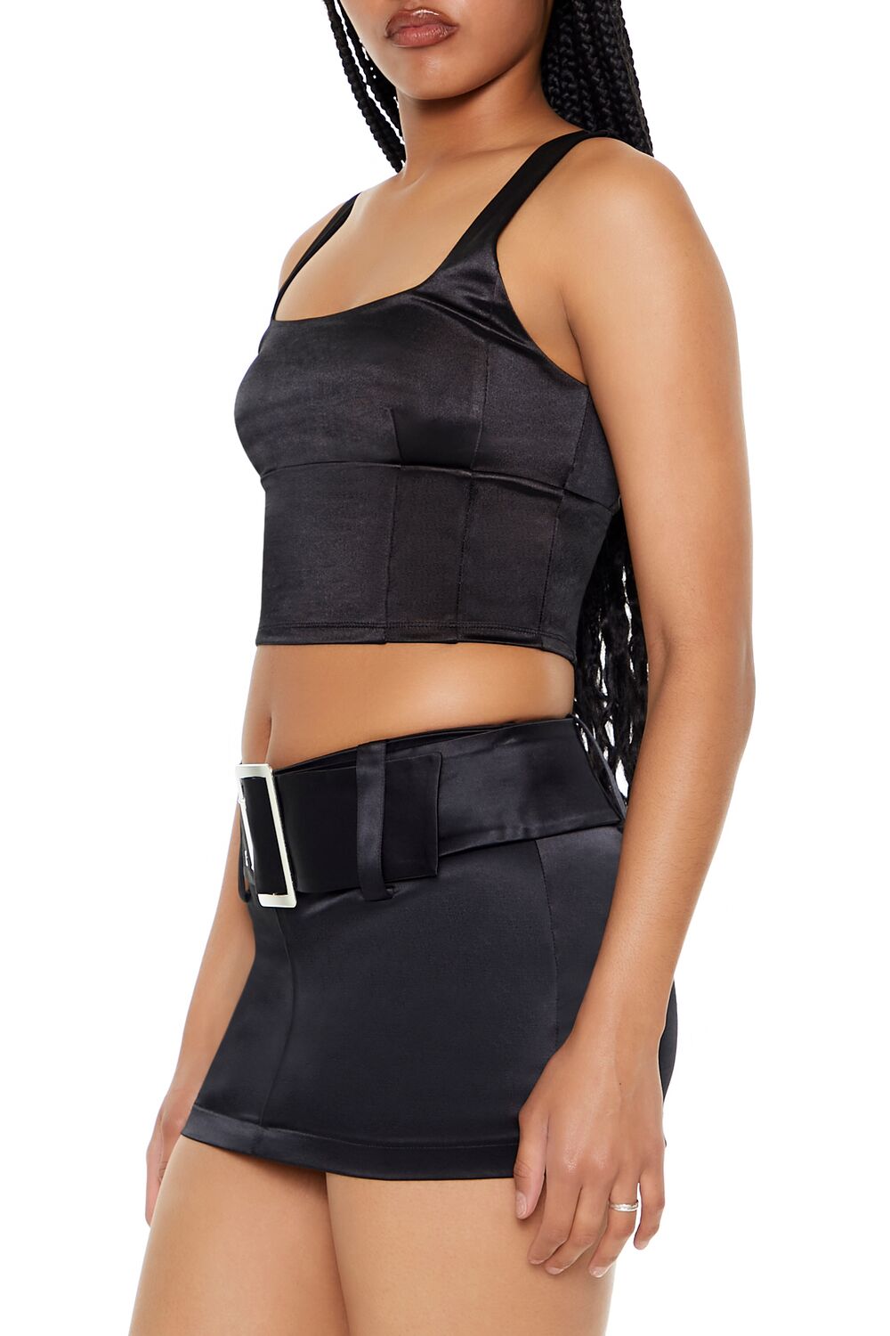  Forever 21 Square-Neck Crop Top - silver - Bonton