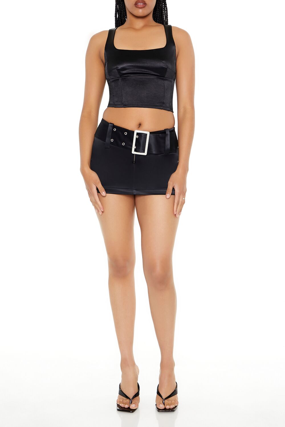  Forever 21 Square-Neck Crop Top - silver - Bonton