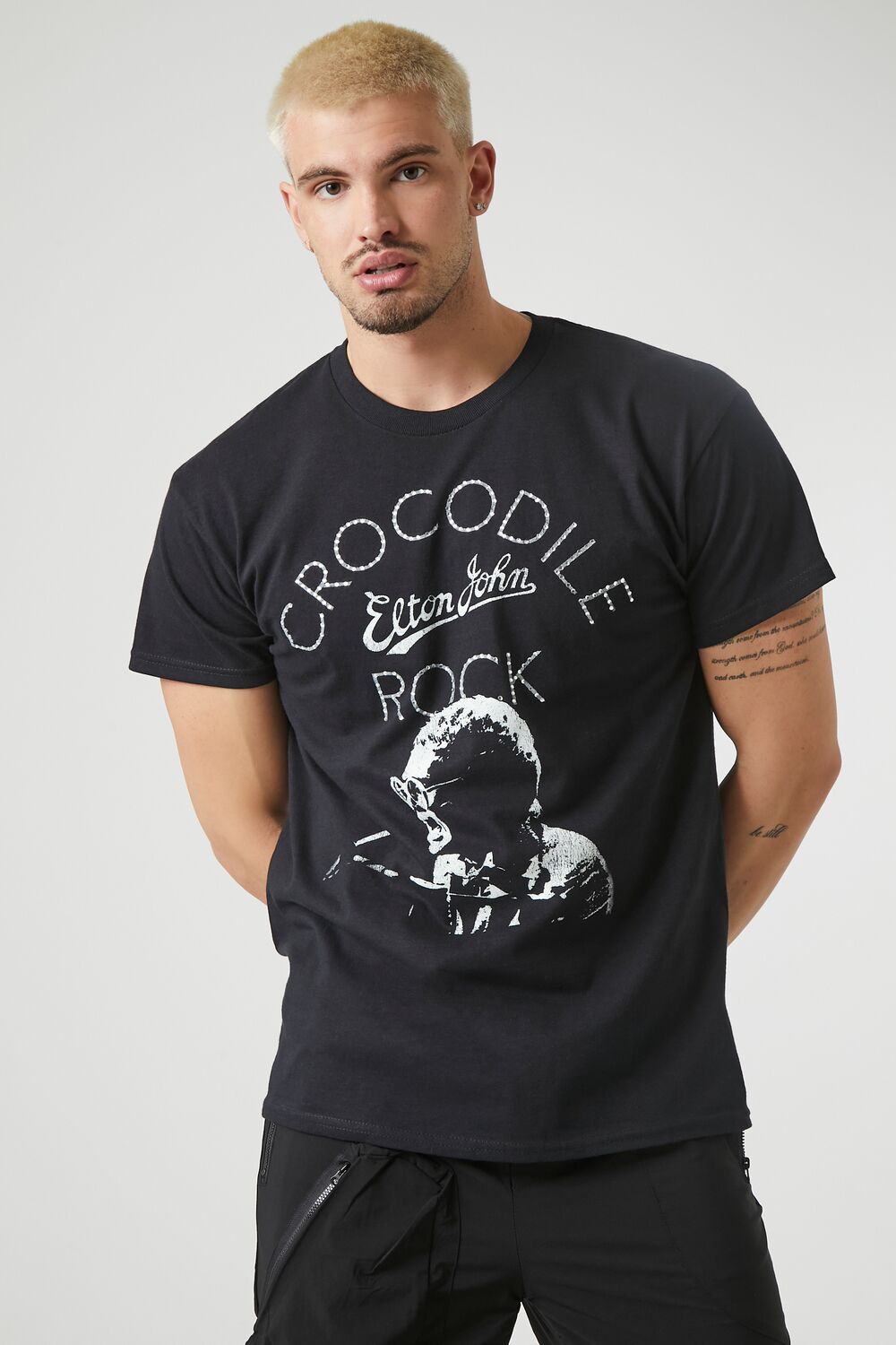  Forever 21 Rhinestone Elton John Graphic Tee - black multi - Bonton