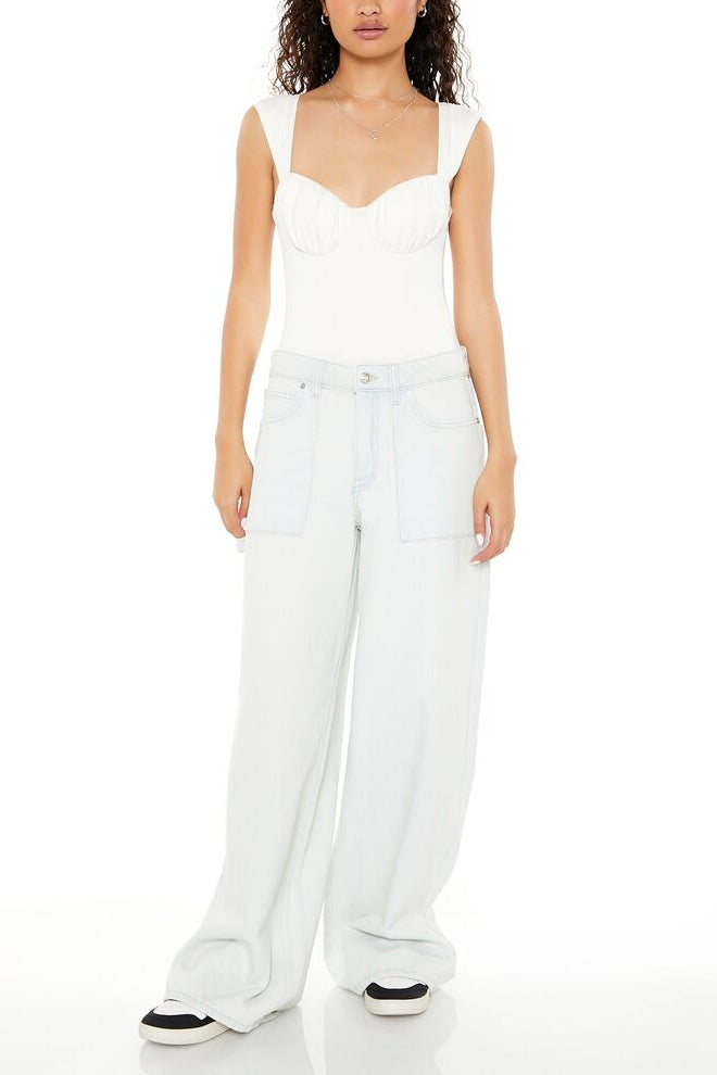  Forever 21 Ruched Sweetheart Bodysuit - black - Bonton