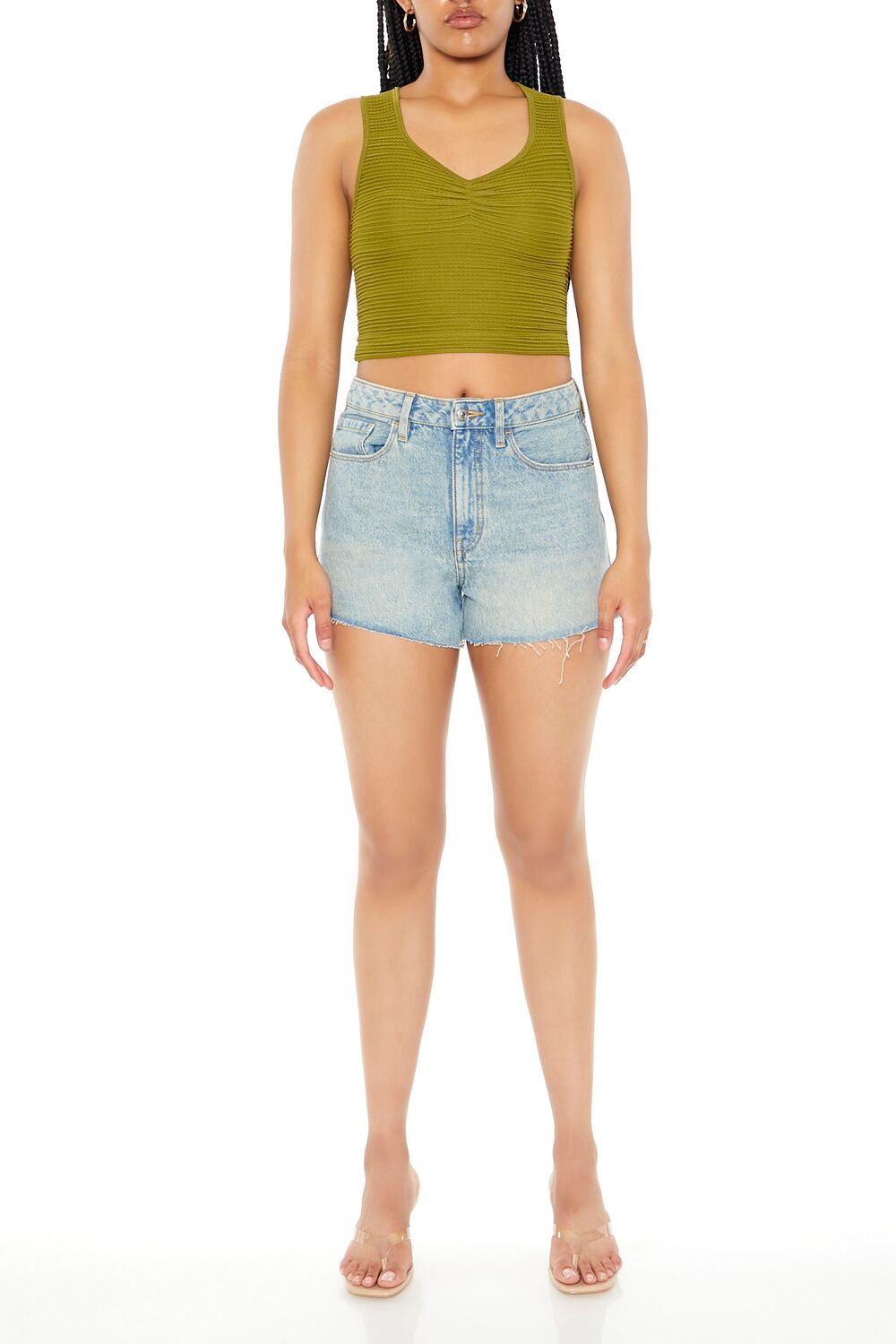  Forever 21 Cropped Tank Top - white - Bonton