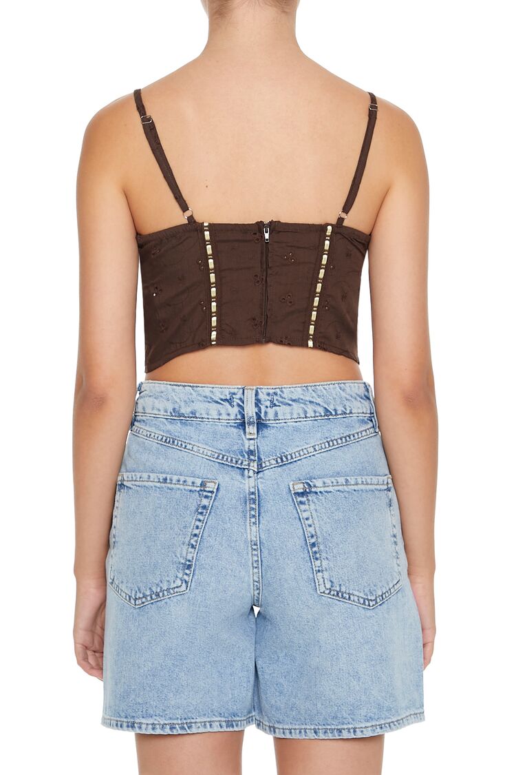  Forever 21 Eyelet Cropped Cami - brown - Bonton