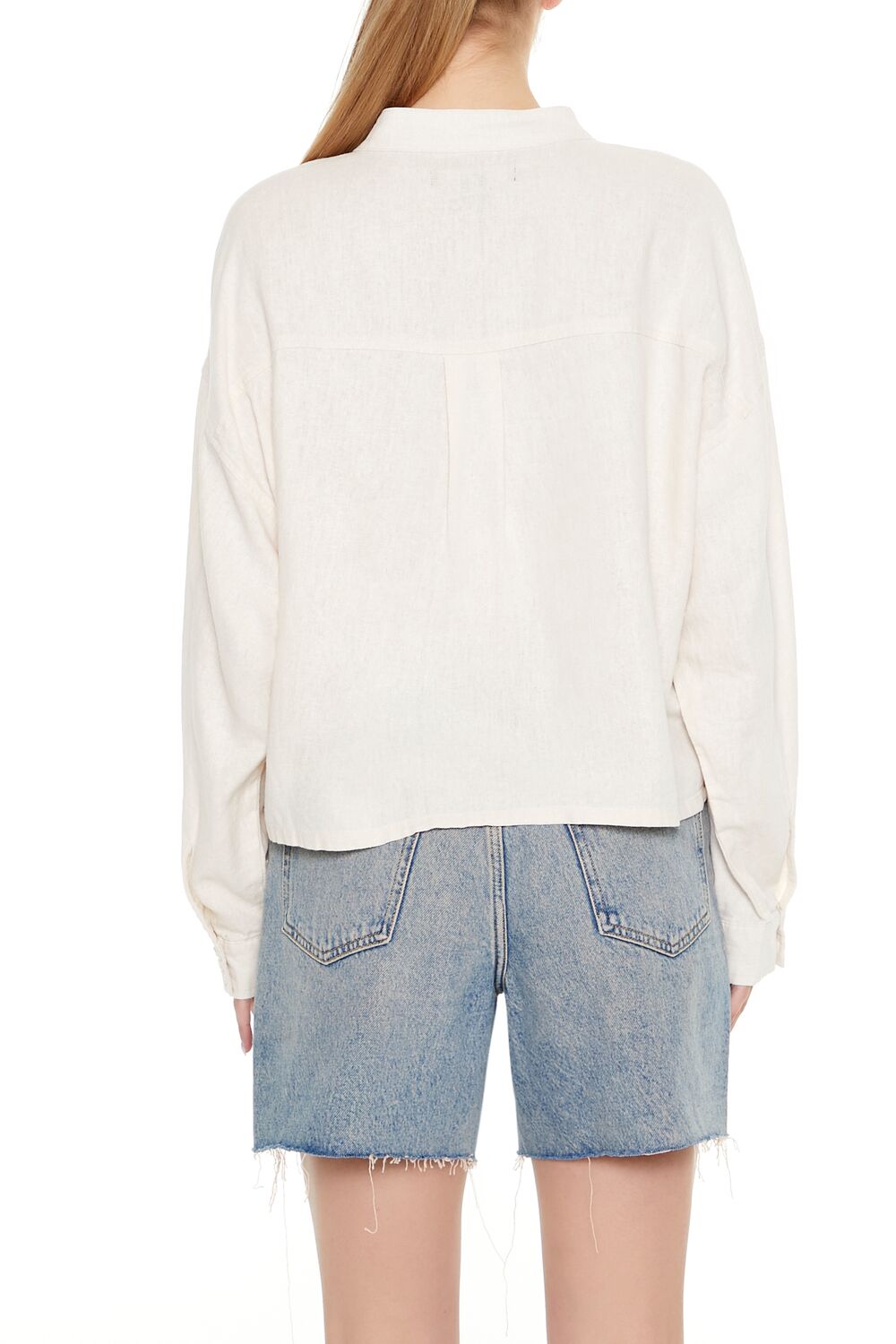  Forever 21 Mock-Neck Cargo Shacket - cream - Bonton