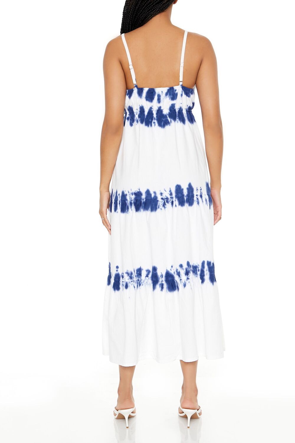  Forever 21 Twill Tie-Dye Cami Maxi Dress - white-blue-swatch - Bonton