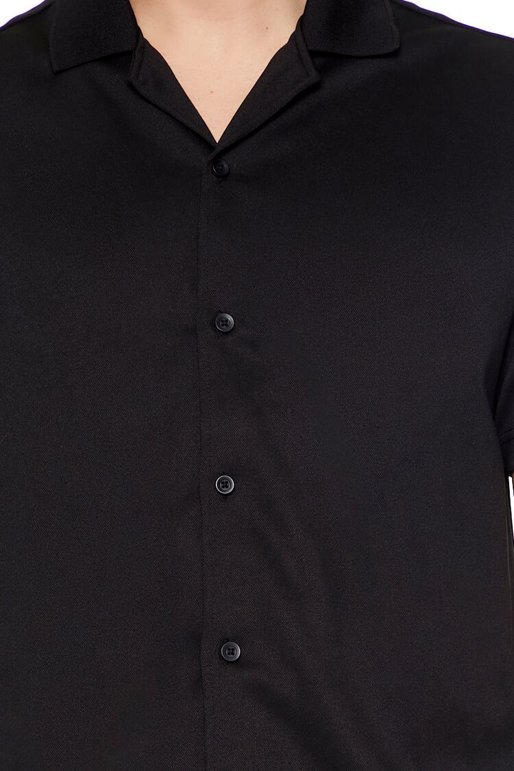  Forever 21 Cuban Collar Button-Up Shirt - black - Bonton