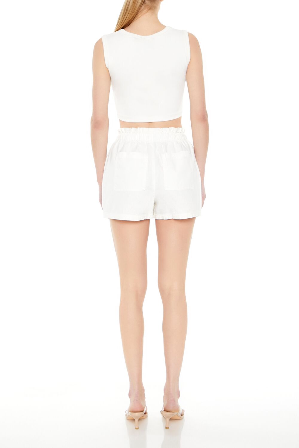  Forever 21 Linen-Blend Paperbag Shorts - cobalt - Bonton