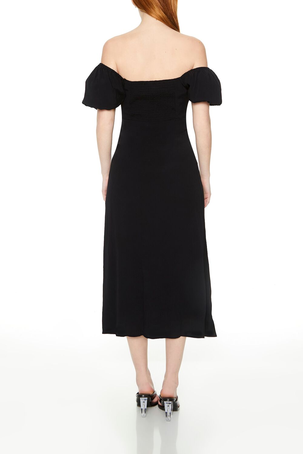  Forever 21 Off-the-Shoulder Midi Dress - black-swatch - Bonton
