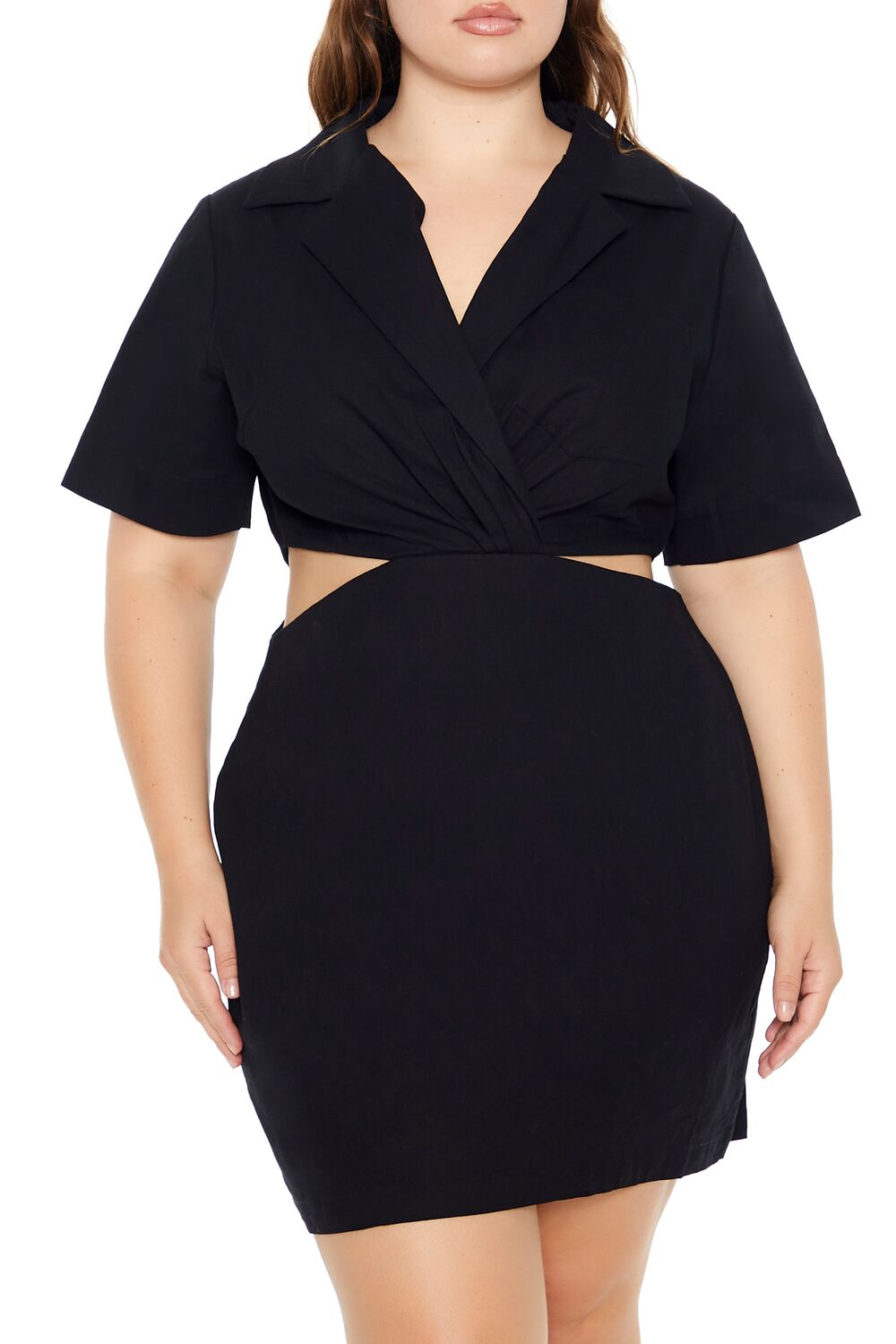  Forever 21 Plus Size Surplice Cutout Mini Dress - black - Bonton