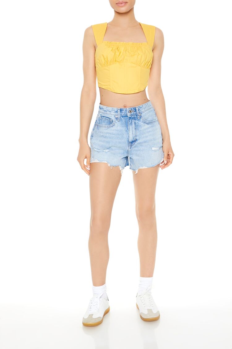  Forever 21 Poplin Curved-Hem Crop Top - yellow - Bonton