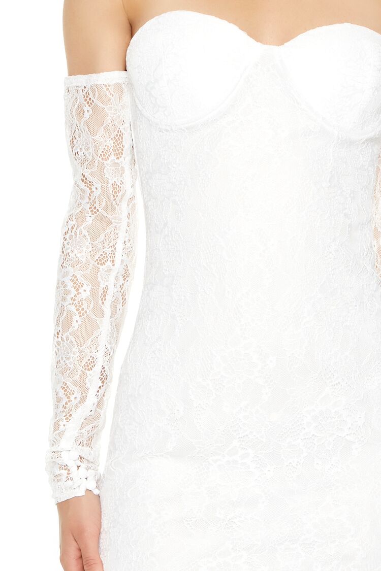  Forever 21 Lace Off-the-Shoulder Mini Dress - white - Bonton