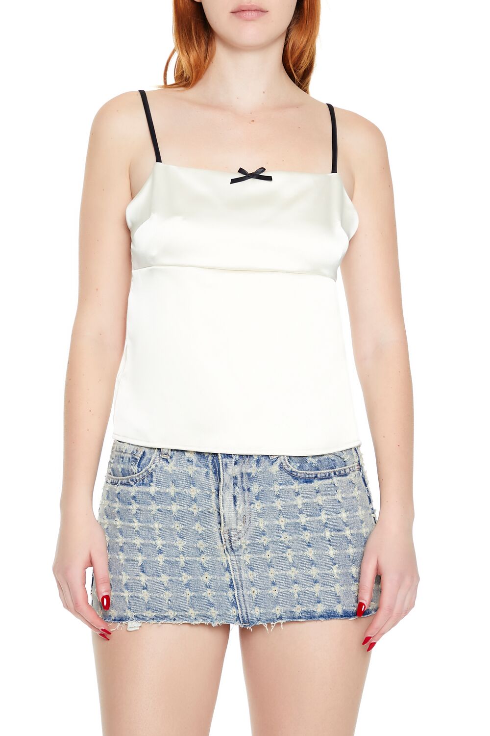  Forever 21 Satin Tie-Back Bow Cami - cream - Bonton