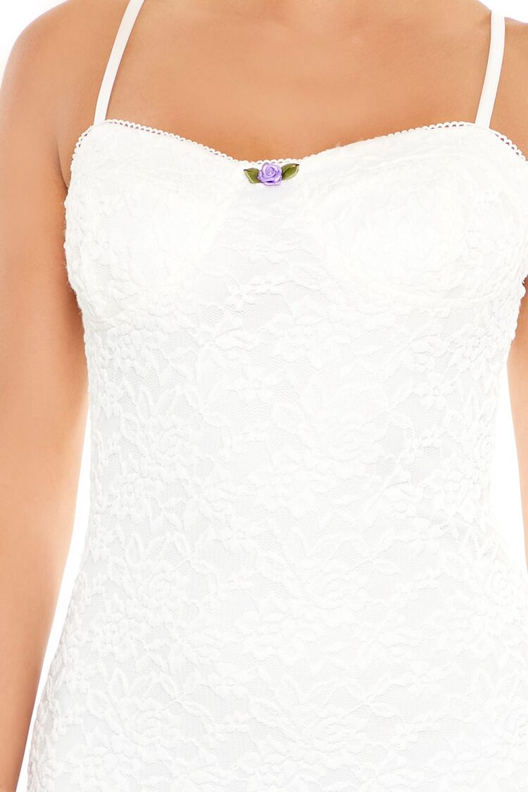  Forever 21 Rosette Lace Mini Dress - ivory - Bonton