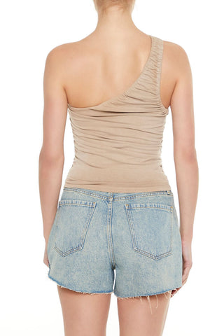 Ruched One-Shoulder Tank Top