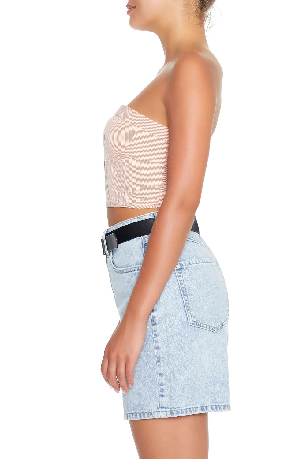  Forever 21 Striped Tube Crop Top - almond multi - Bonton