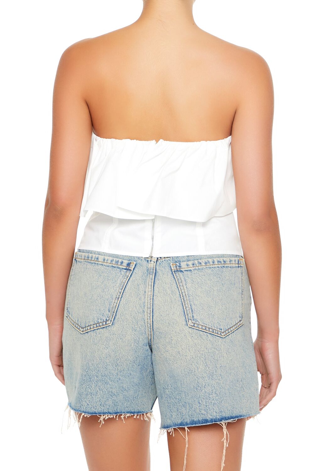 Forever 21 Poplin Flounce Tube Top - white - Bonton