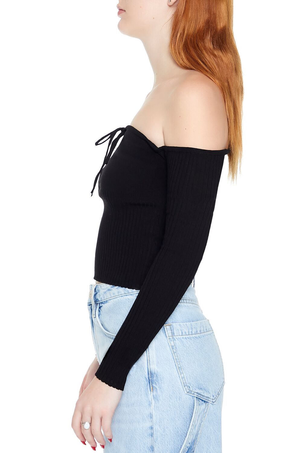  Forever 21 Off-the-Shoulder Sweater-Knit Top - white - Bonton