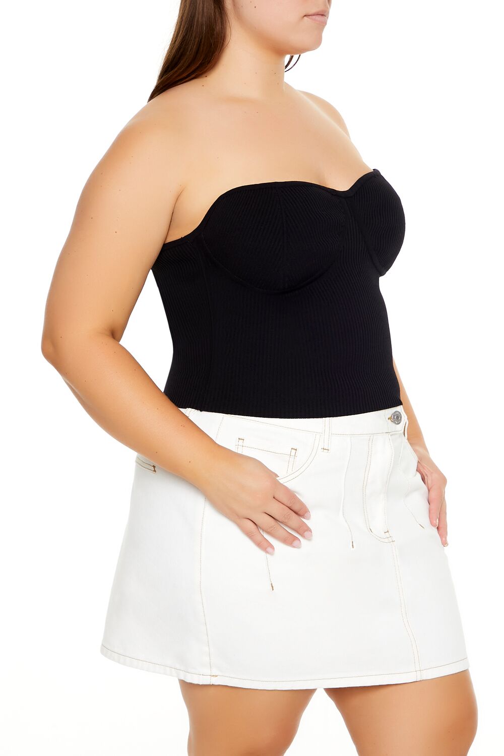  Forever 21 Plus Size Sweater-Knit Tube Top - black - Bonton