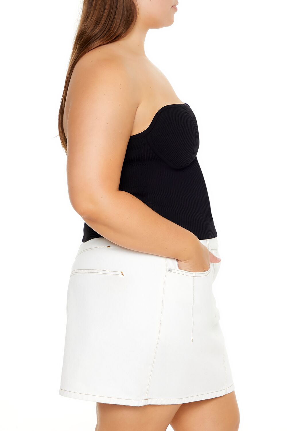  Forever 21 Plus Size Sweater-Knit Tube Top - black - Bonton
