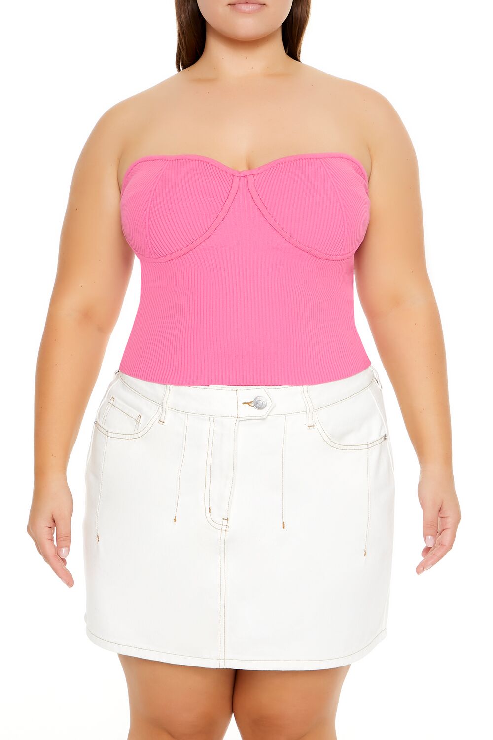  Forever 21 Plus Size Sweater-Knit Tube Top - black - Bonton