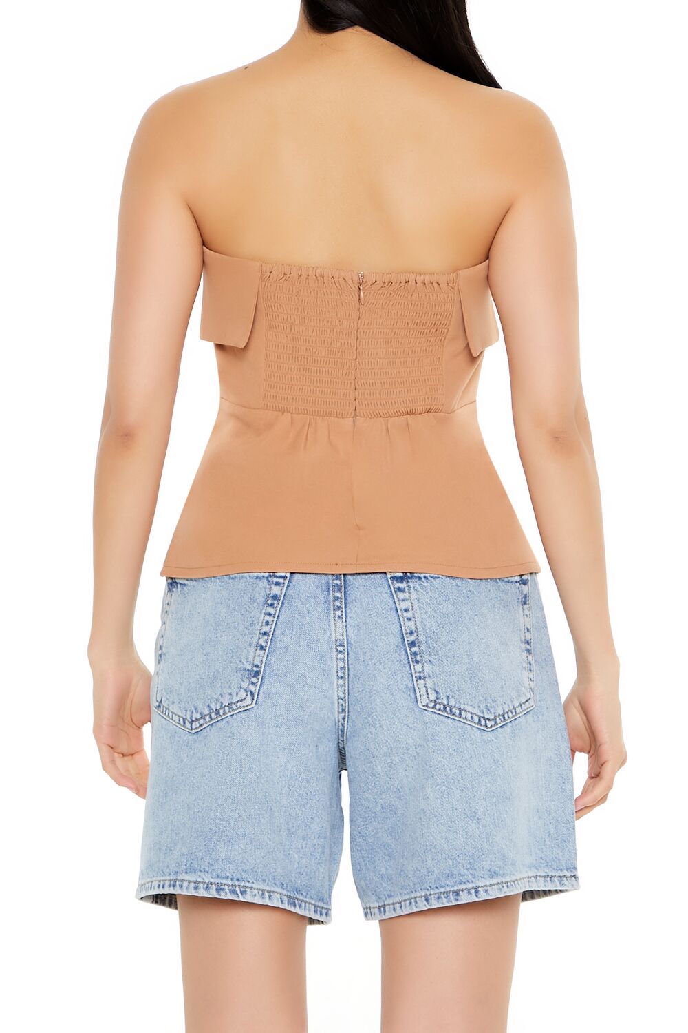  Forever 21 Foldover Strapless Top - camel - Bonton